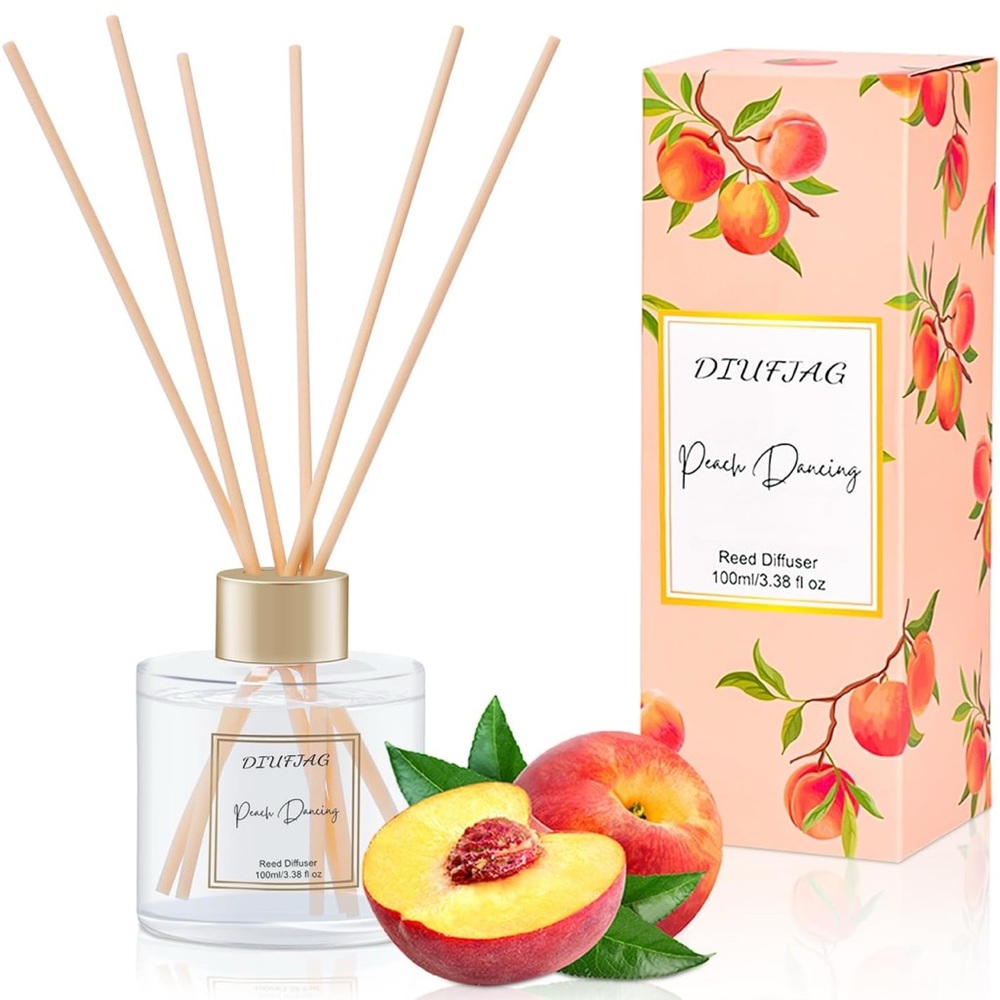 Peach Scent Diffuser Set with 6 Fiber Sticks